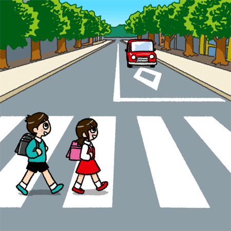 横断歩道を横断する歩行者のイラスト